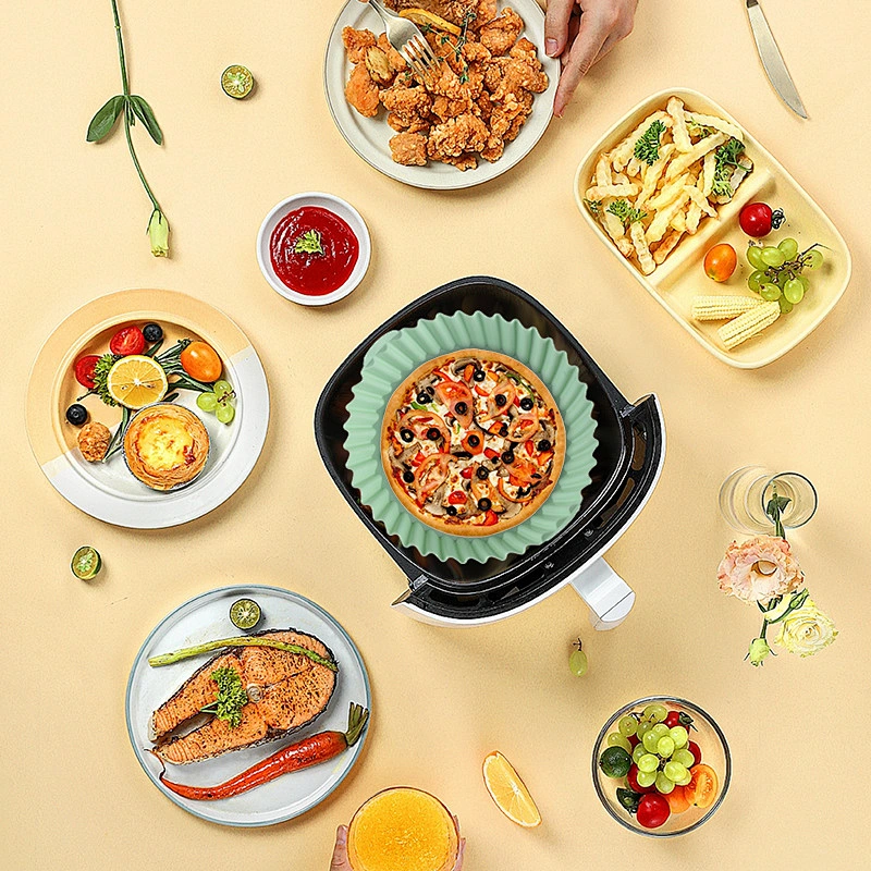 110G Silicone Air Fryer Pot Bake Dish Foldable Baking Pan Tools Pastry Tools Silicone Air Fryer Liners For Kitchen With Tray