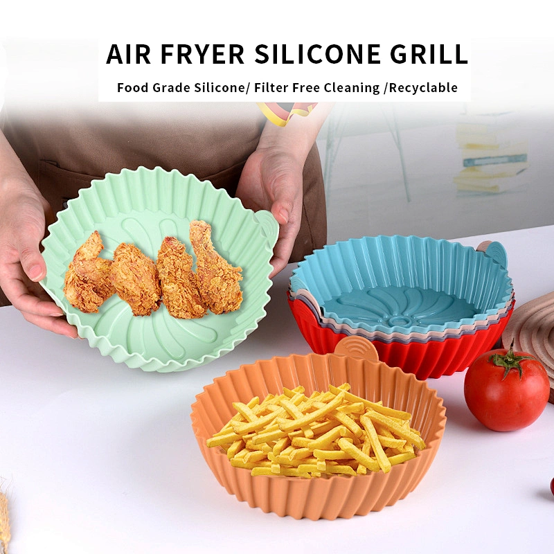 110G Silicone Air Fryer Pot Bake Dish Foldable Baking Pan Tools Pastry Tools Silicone Air Fryer Liners For Kitchen With Tray